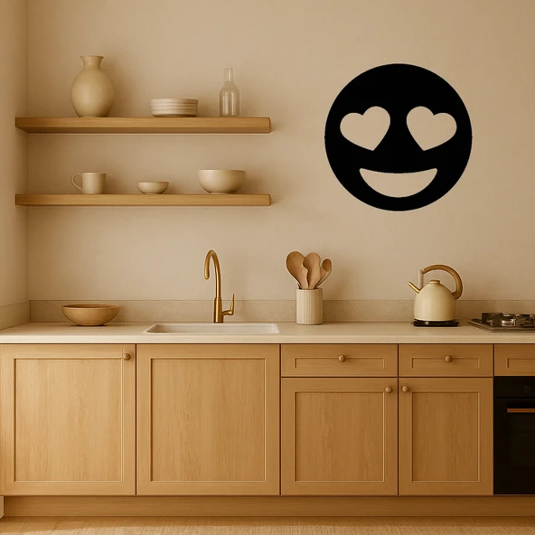 Kalp Gözlü Gülümseyen Emoji Dekoratif Tablo - 2