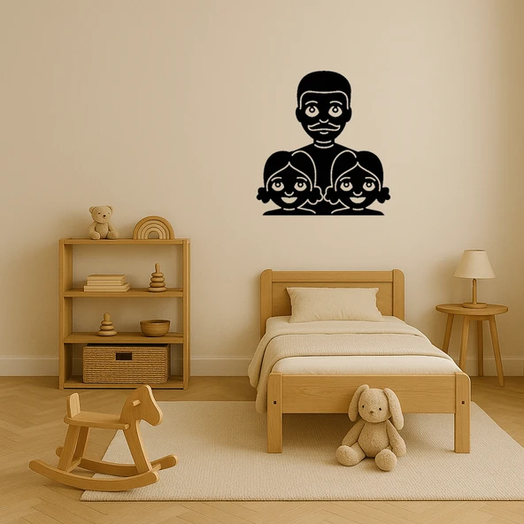 İç Mekan Dekoratif Baba ve Kız Emoji Tablosu - Resim 3
