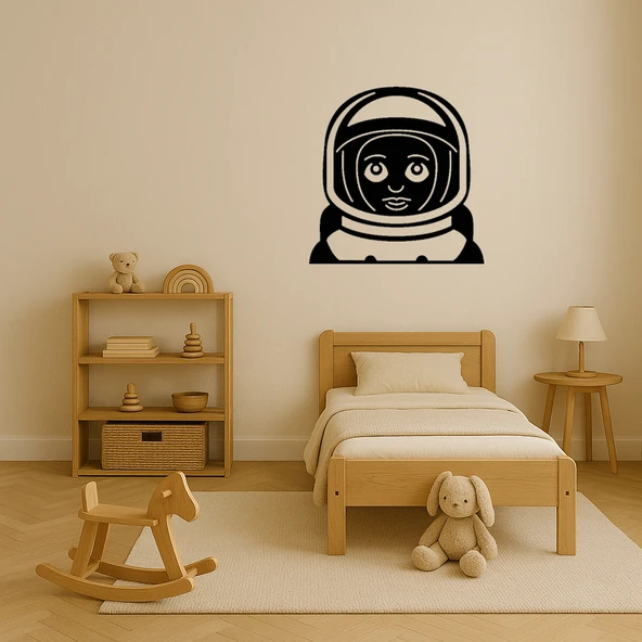 Astronot Kadın Emoji Dekoratif Tablo - Resim 2