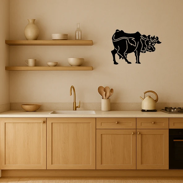 Komik İnek Tasarımlı MDF Dekoratif Tablo - 2