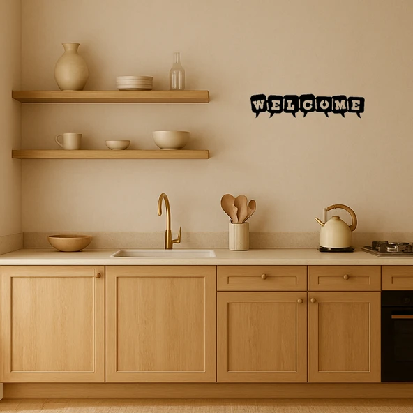 Hoş Geldiniz SMS Desenli Dekoratif MDF Tablo - 2