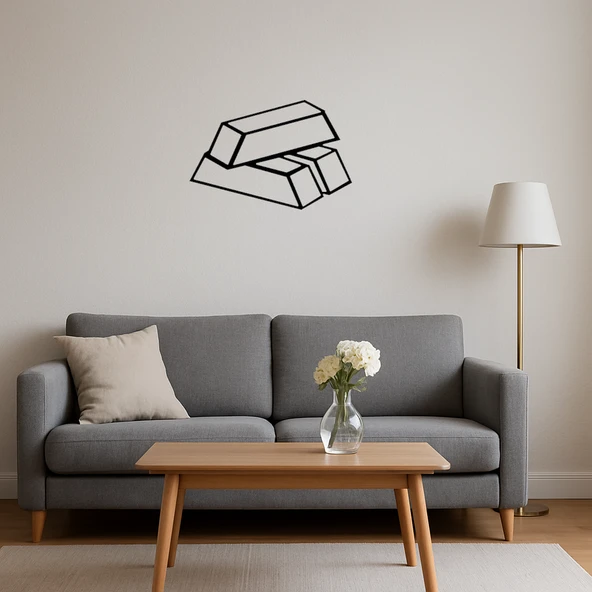 Altın Çubuk Motifli MDF Dekoratif Tablo - Resim 4