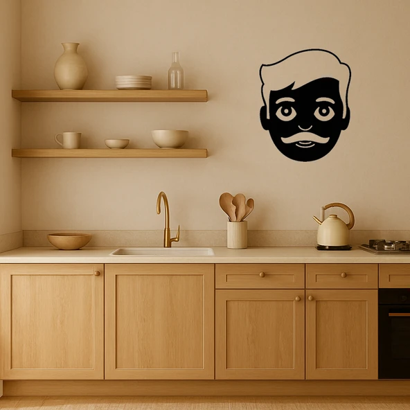 Gülümseyen Bıyıklı Emoji Dekoratif Tablo - 3