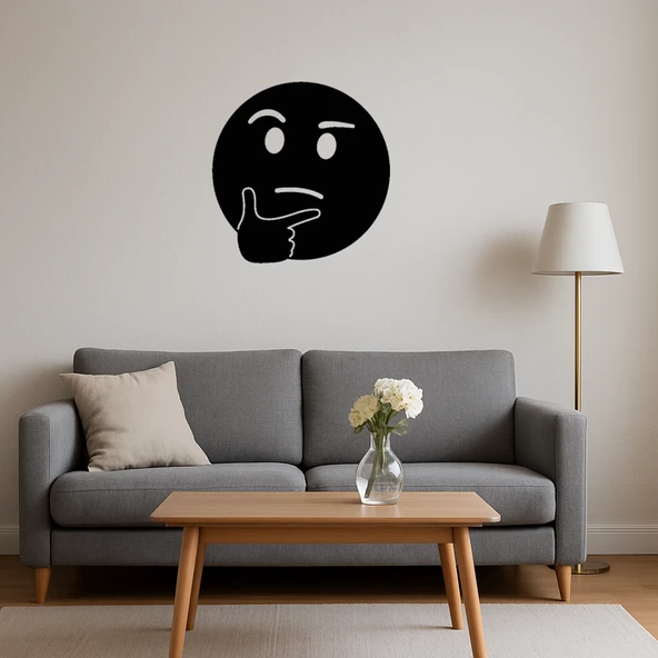 Düşünen Yüz Emoji MDF Dekoratif Tablo - Resim 3