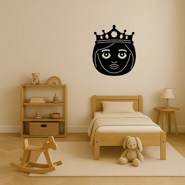 Uzun Saçlı Prenses Taçlı Emoji Dekoratif Tablo - Resim 3