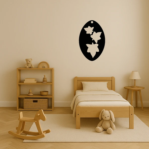 MDF Oval Yaprak Desenli Dekoratif Tablo - Resim 3