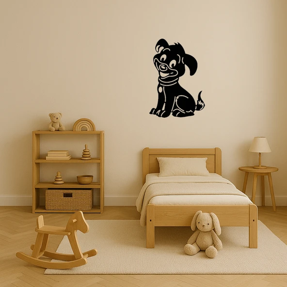 Mavi Gözlü Kırmızı Tasmalı Köpek MDF Tablo - Resim 2