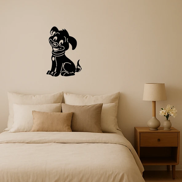 Mavi Gözlü Kırmızı Tasmalı Köpek MDF Tablo ürün görseli 1