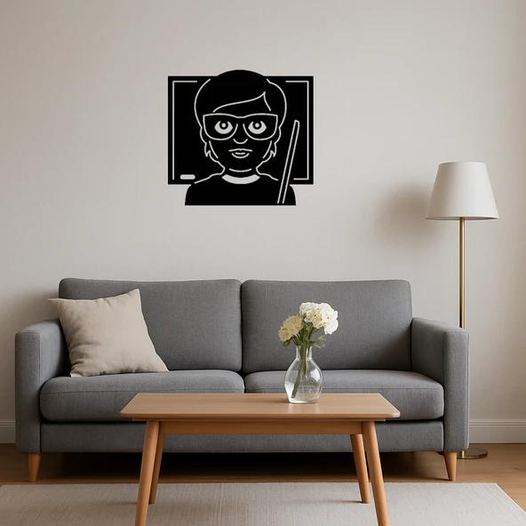 Öğretmen Kadın Emoji Dekoratif Tablo - Resim 4