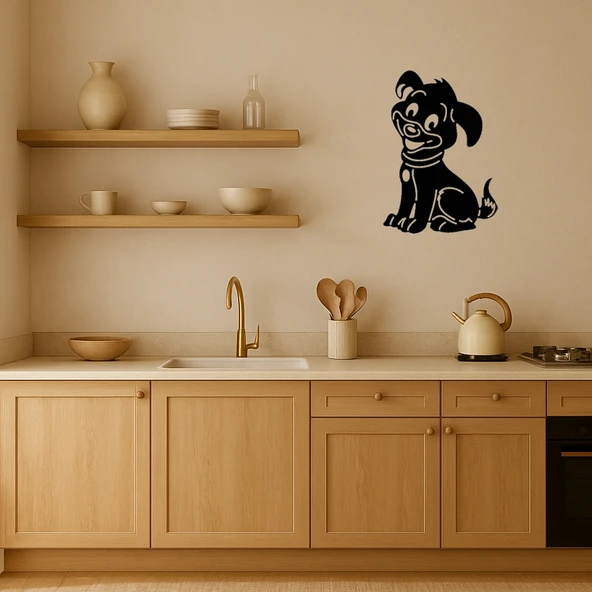 Mavi Gözlü Kırmızı Tasmalı Köpek MDF Tablo - Resim 3