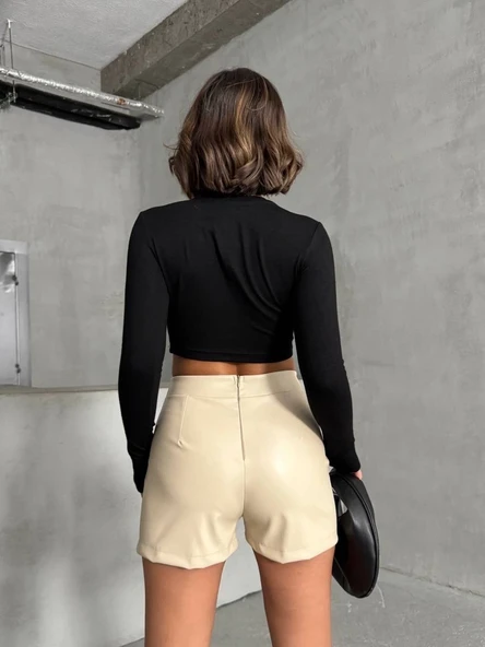 Tokalı deri şort - Resim 2