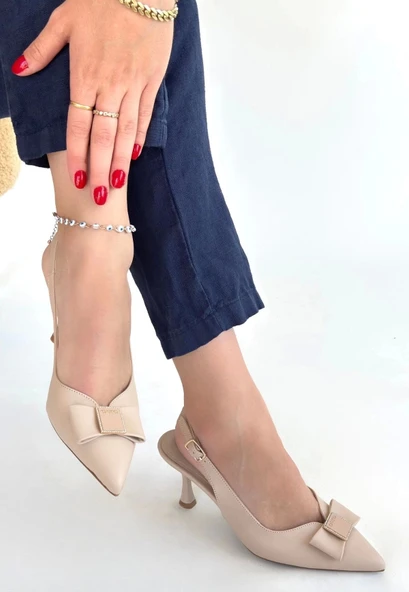 Leyya Bej Cilt Topuklu Ayakkabı - 2