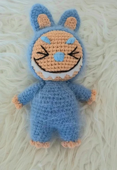 Mavi Labubu Amigurumi Organik Anahtarlık Oyuncak ürün görseli 1