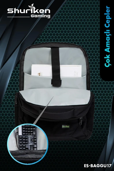 Shuriken ES-BAGGU17 17" Gaming ,Seyahat Laptop Sırt Çantası - 2