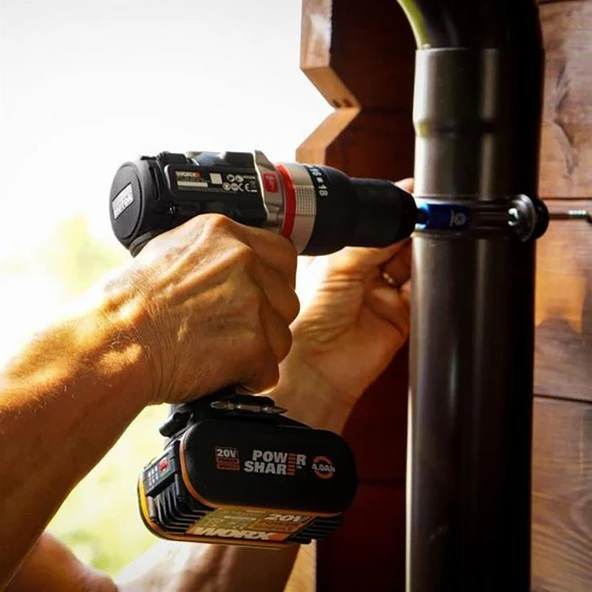 Worx WX354.1 20V/4.0/2.0 Ah. Li-Ion Çift Akülü Kömürsüz Profesyonel Darbeli Şarjlı Matkap - 4