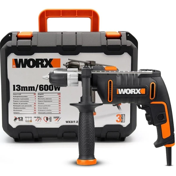Worx WX317.2 600 Watt 13 mm Darbeli Matkap - 1