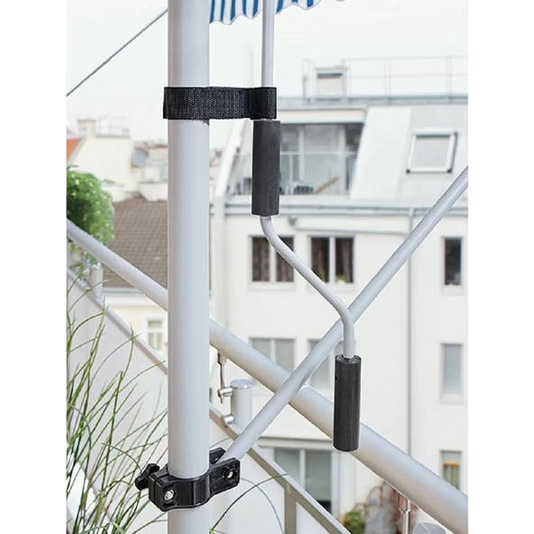 Sunfun Teleskopik Tente Mavi-Beyaz 300X130 cm - Polyester - Yükseklik: 2 Mden 3 Mye Kadar Ayarlanabilir - 5