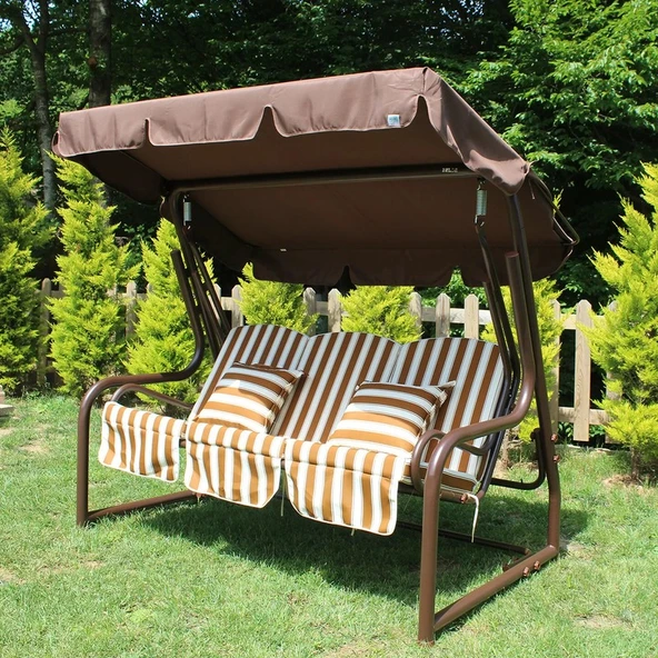 Evinizin Atölyesi Yatarlı Metal Salıncak Kahve,