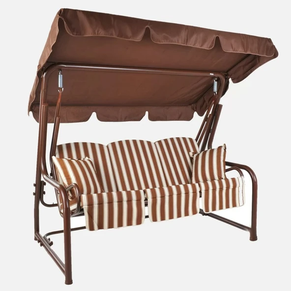 Evinizin Atölyesi Yatarlı Metal Salıncak Kahve, - 2