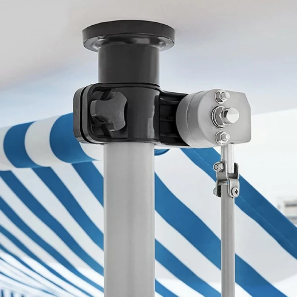 Sunfun Teleskopik Tente Mavi-Beyaz 300X130 cm - Polyester - Yükseklik: 2 Mden 3 Mye Kadar Ayarlanabilir - 3