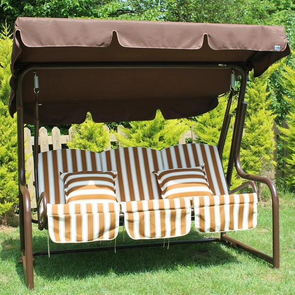 Evinizin Atölyesi Yatarlı Metal Salıncak Kahve, - 4