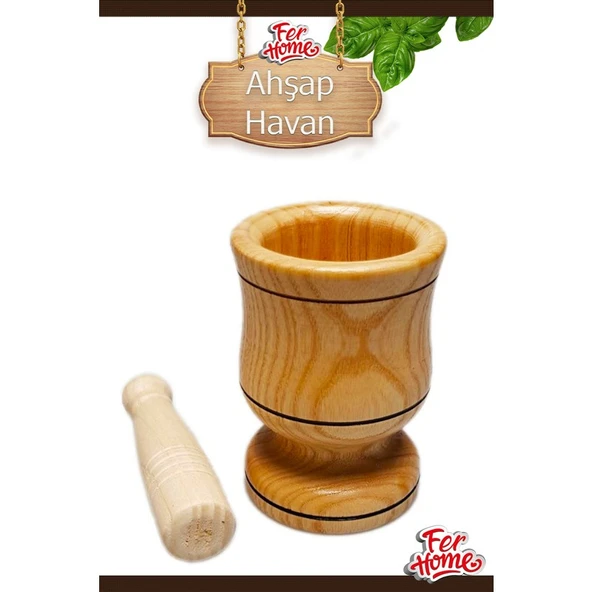 Fer Home  Ahşap Havan Büyük Boy Sarımsak Ezici Şimşir Ceviz Fındık İçi Döveceği - Resim 5