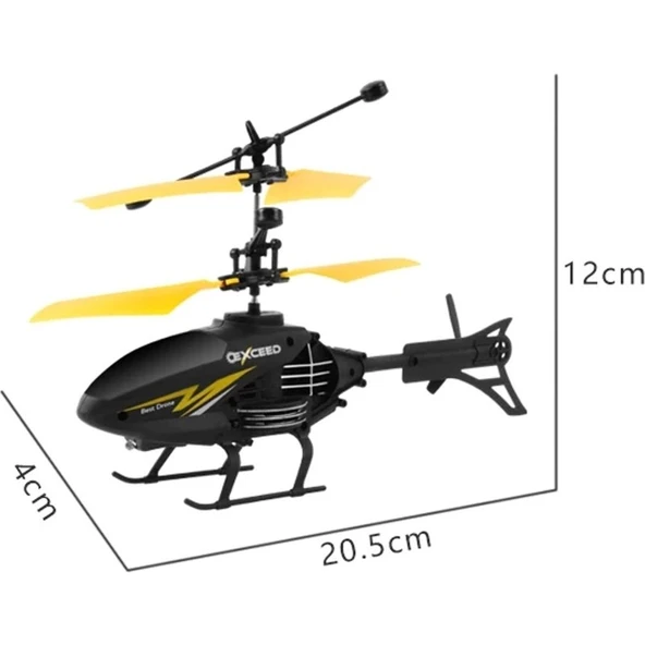 Lead Honor LH-1804 El Sensörlü USB Şarjlı Uçan Helikopter 20 cm Sarı - Resim 3