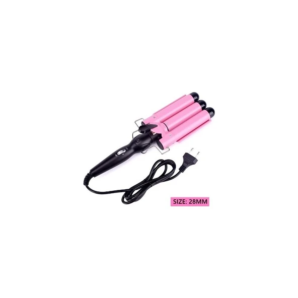 Buttik Wag Maşa Su Dalgası Maşası 28 mm Bukle Belirginleştirici Pembe Renk Kalın Su Dalgası Yapıcı - Resim 3