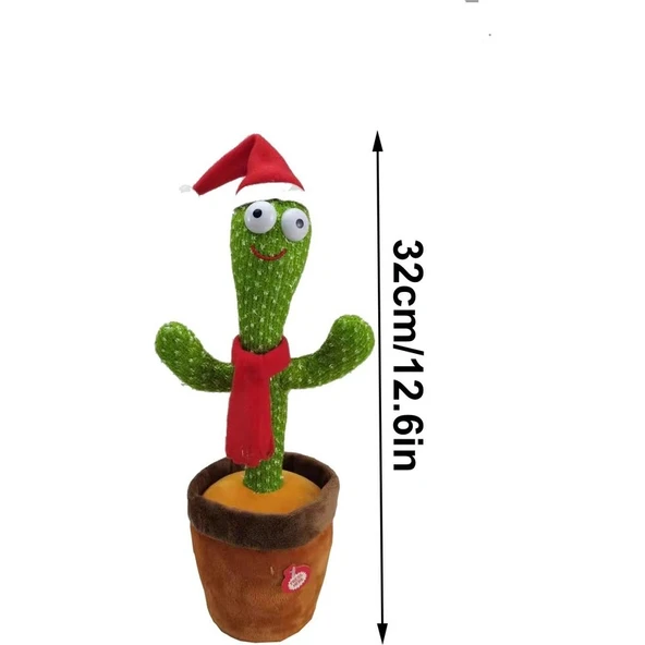 Alitech Konuşan Dans Eden Kaktüs Işıklı Saksı Peluş Oyuncak - Resim 3