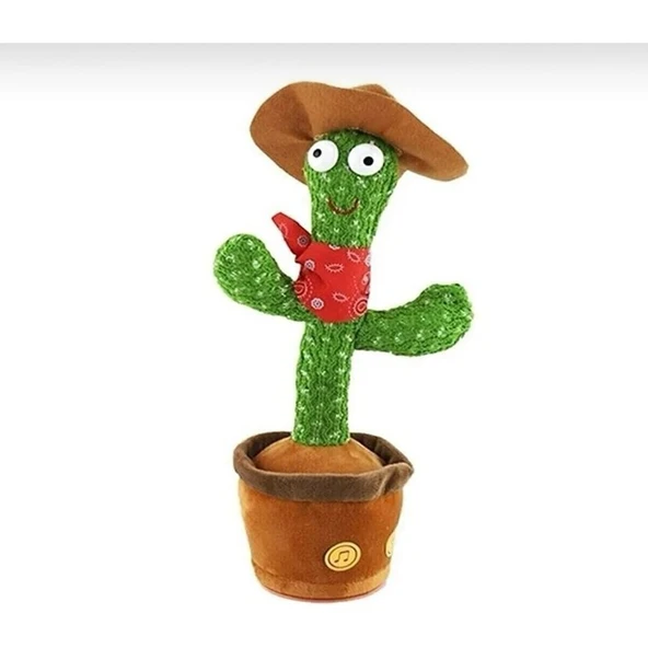 Little Fox GK Konuşan Kaktüs Dans Eden Müzikli Işıklı Türkçe Yabancı Şarkılı Kıyafetli Saksı Kaktüs Peluş Oyuncak ürün görseli