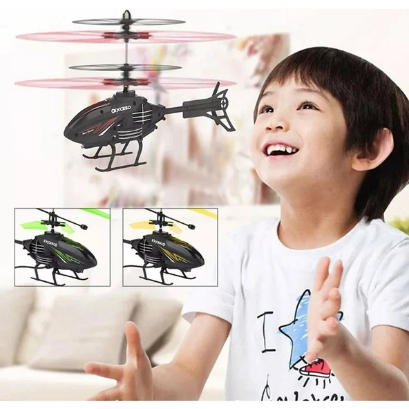 Lead Honor LH-1804 El Sensörlü USB Şarjlı Uçan Helikopter 20 cm Sarı - Resim 2