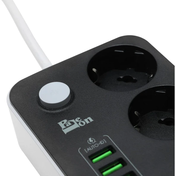 Paleon 5V 3.4A 6 USB Bağlantı Noktası 3'lü Uzatma Akım Korumalı Priz - Resim 3