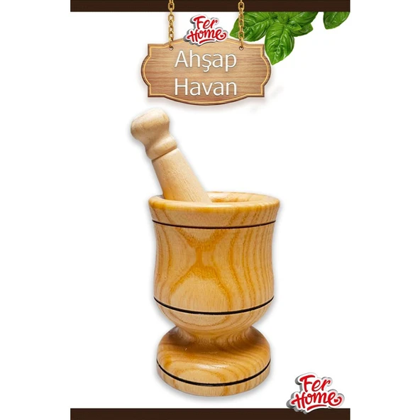 Fer Home  Ahşap Havan Büyük Boy Sarımsak Ezici Şimşir Ceviz Fındık İçi Döveceği - Resim 3