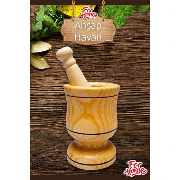 Fer Home  Ahşap Havan Büyük Boy Sarımsak Ezici Şimşir Ceviz Fındık İçi Döveceği - Resim 4