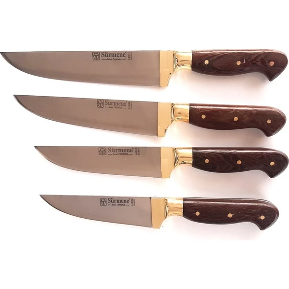 Sürmene 4 Lü Seri Sürmene El Yapımı Bıçak Setleri Kasap Bıçakları Doğrama Bıçağı  Venge Sapli Böhler N690 Çelik - Resim 2