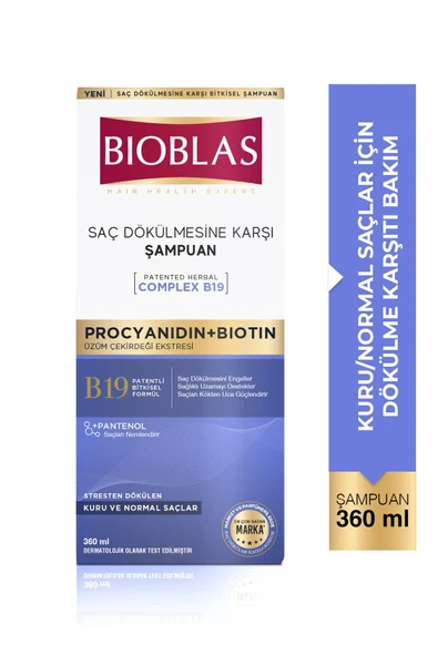 Bioblas Procyanidin & Biotin Dökülen Saçlar için Anti Stres Şampuanı 360 ml - Dökülme Karşıtı Şampuan