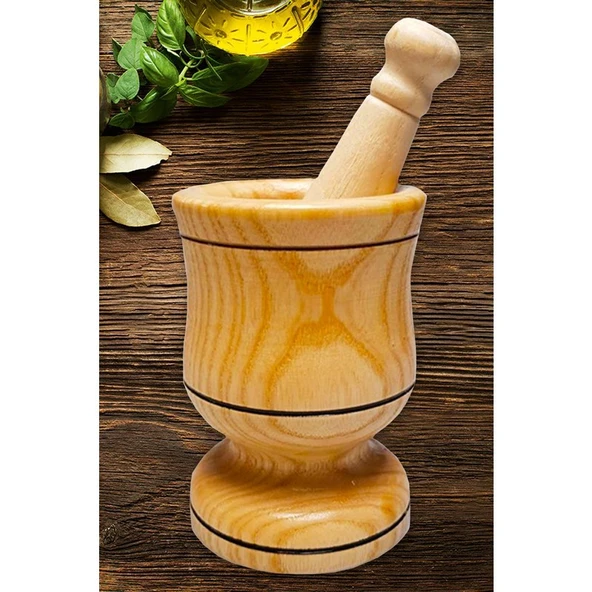 Fer Home  Ahşap Havan Büyük Boy Sarımsak Ezici Şimşir Ceviz Fındık İçi Döveceği ürün görseli