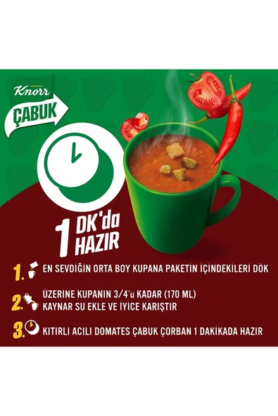 Knorr Acılı Domates Çabuk Çorba 22 gr X 12 Adet - 5