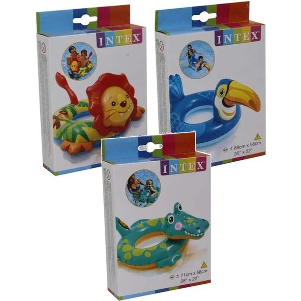 Intex Hayvan Figürlü Simit 58221 Timsah-Dodo-Aslan-Lama-Unıcorn Renkli Deniz Havuz Simidi 3-6 Yaş - Resim 5