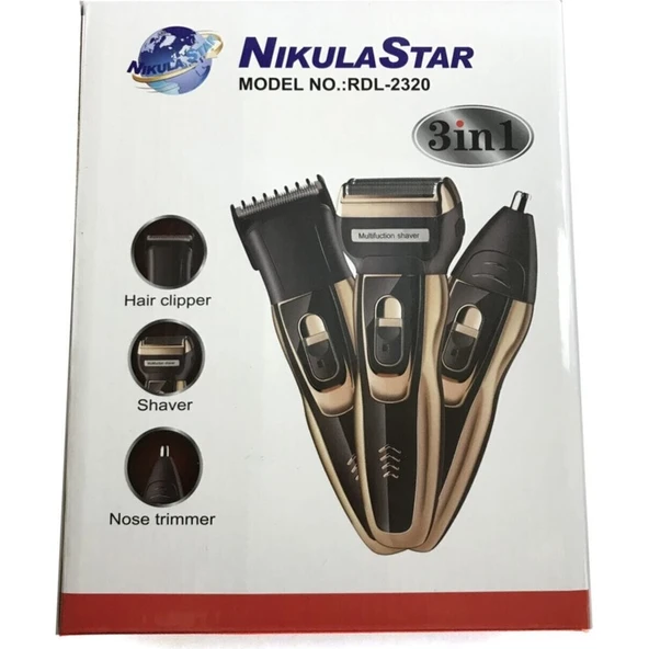 Nikula Star 3 Başlıklı Saç Sakal Kesme Şarjlı Tıraş Makinesı RDL-2320 - Resim 3