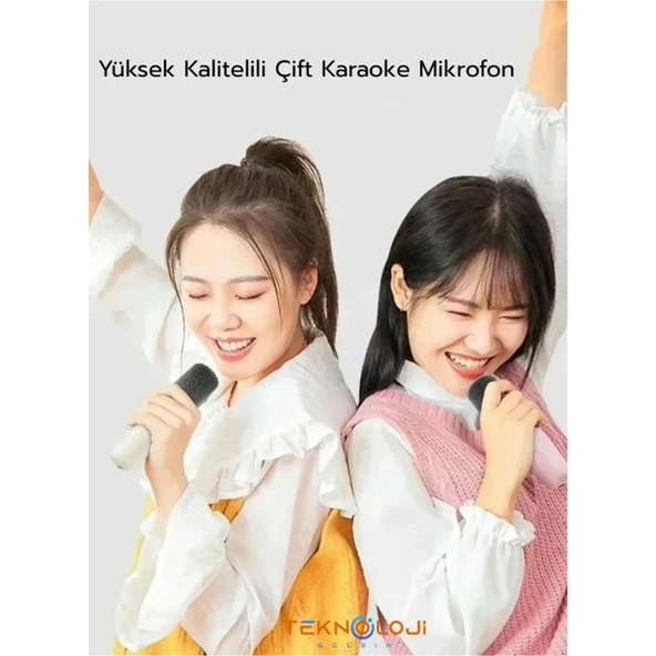 Teknoloji Gelsin Çift Karaoke Mikrofonlu Kablosuz Bluetooth Hoparlör 5 Ses Efektli Rgb Hd Stereo Ses Usb/Sd/Fm - Resim 5