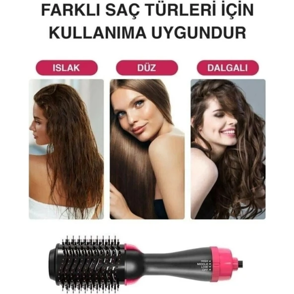 Volemi One Step 1200 W Hava Üflemeli Saç Şekillendirici Düzleştirici Fön Tarağı Saç Kurutma - Resim 3