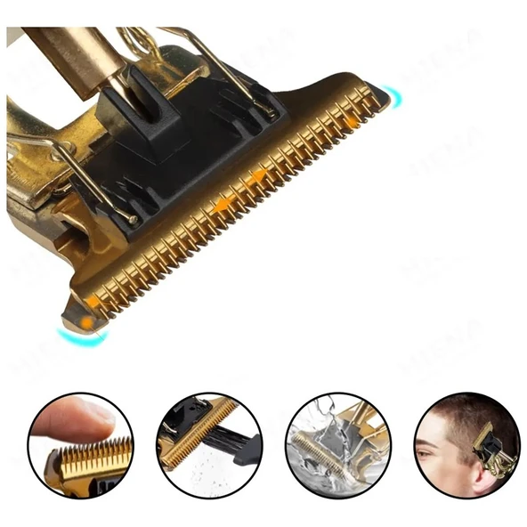 Vintage T9 Bıçak Profesyonel LCD Ekran Saç Sakal Çizim Tıraş Makinesi - Resim 2