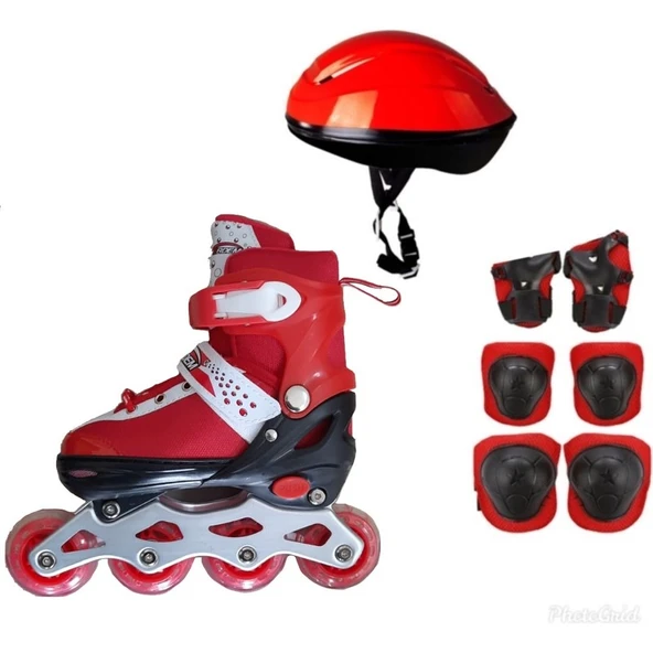 Erdem Oyuncak 2+1 Çift Sıra Ayarlanabilir Alıştırma Pateni + Dizlik Seti + Kask - 1