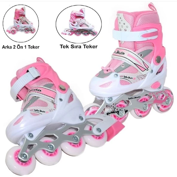 Pasifik Toys Yüksek Güvenlikli Tek Sıra Çift Sıra Ayarlanabilir Numaralı Çantalı Silikon Tekerli Başlangıç Pateni - Resim 3