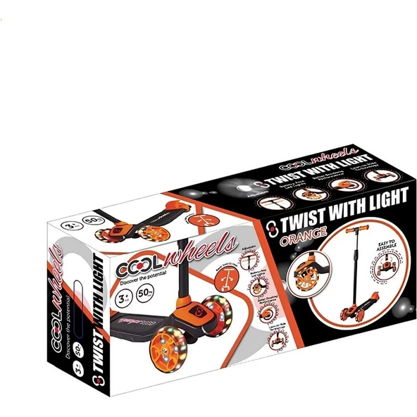 Cool Wheels Twist 3+ Işıklı Yüksekliği Ayarlanabilir Scooter TURUNCU FR58918 - Resim 2