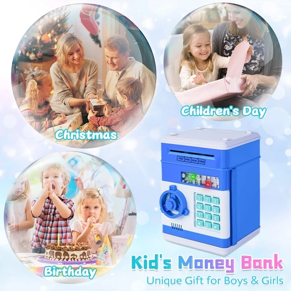 Mj Toys Elektronik Şifreli Kumbara Atm Görünümlü Hediyelik Finansal Yönetim Öğretici Kumbara Para Kasası - Resim 5