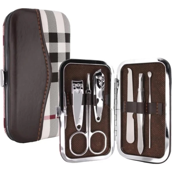 Periboia 6 Parça Profesyonel Manikür Seti -Tırnak  Makası- Kaş Makas- Cımbız - Törpü Seti