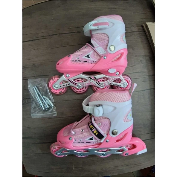 Nidage Pasifik Toys Pembe Işıklı Ayarlanabilir 4 Tekerli Alıştırma Çocuk Pateni 34-37 - Resim 2