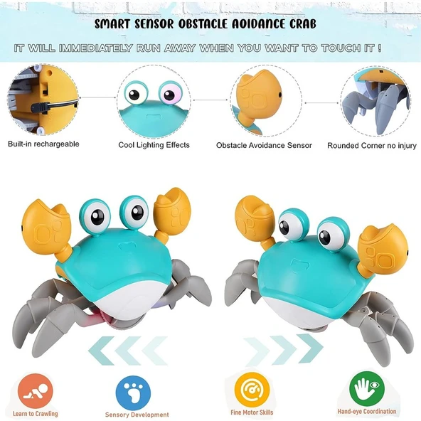 Romantic Night Emekleyen Yengeç Otomatik Algılama Engellerden Kaçınma Etkileşimli Mobil Oyuncak (Yurt Dışından) - 4